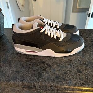 Men's Black and White Sneakers with Red Accents